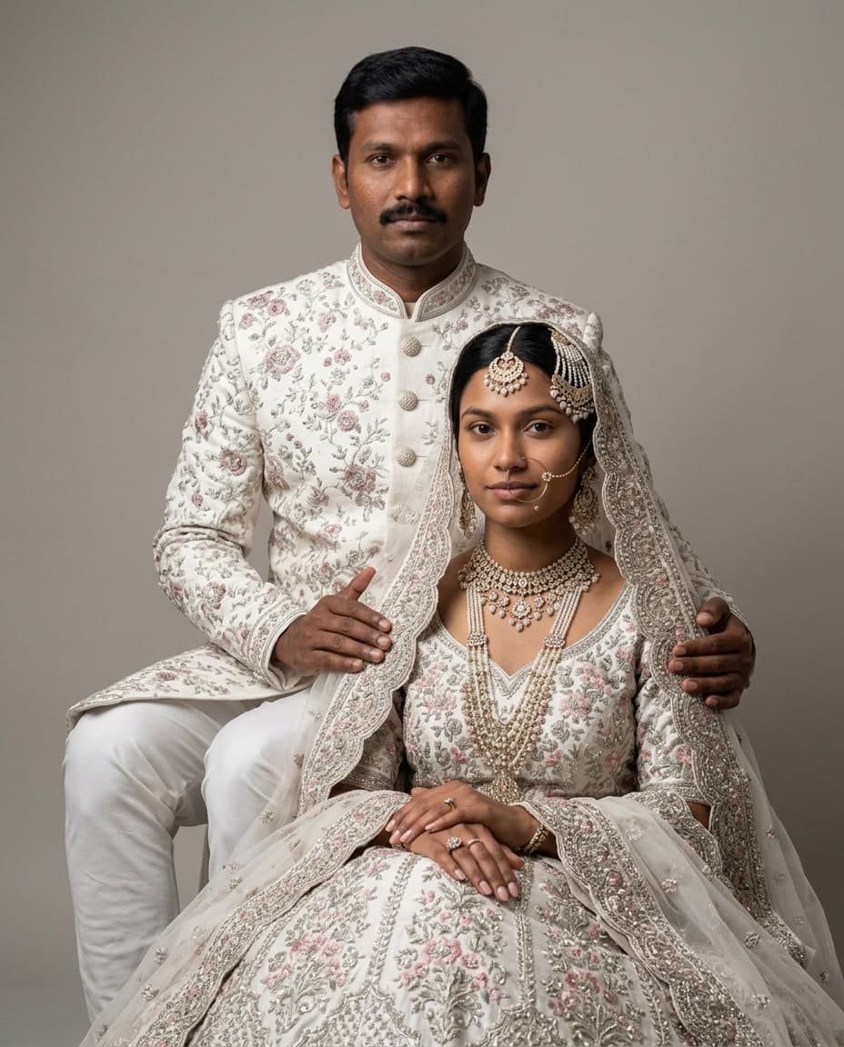 White Embroidered Couple