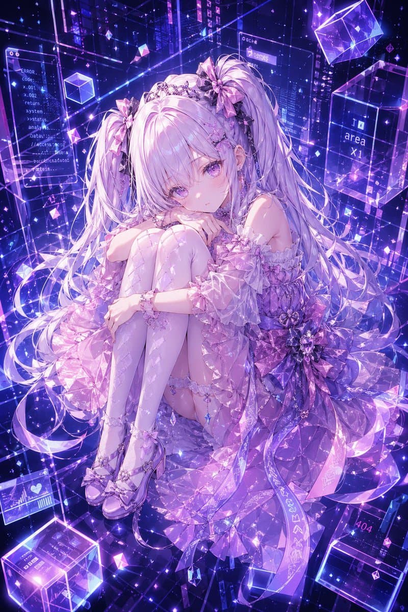 賽博水晶動漫少女肖像