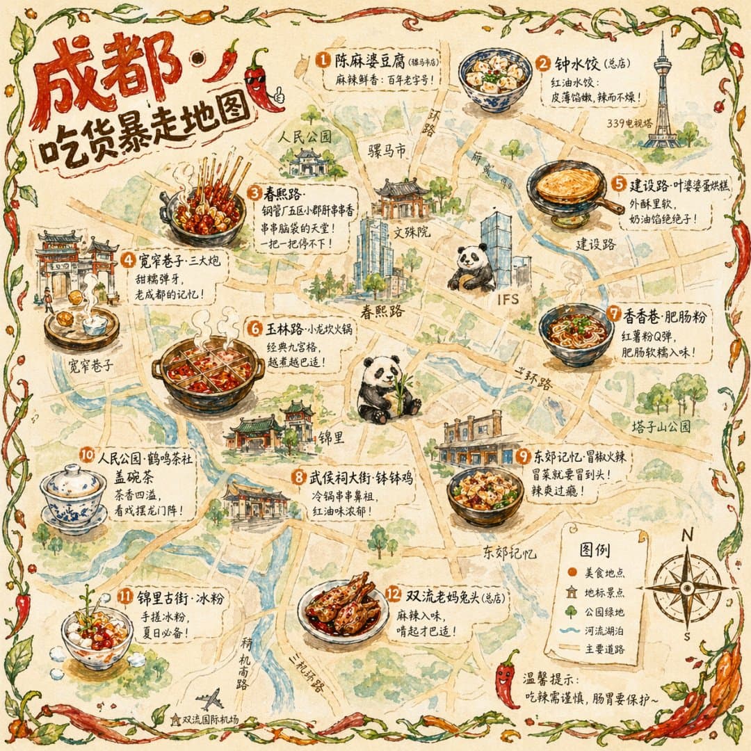 成都美食地图插画
