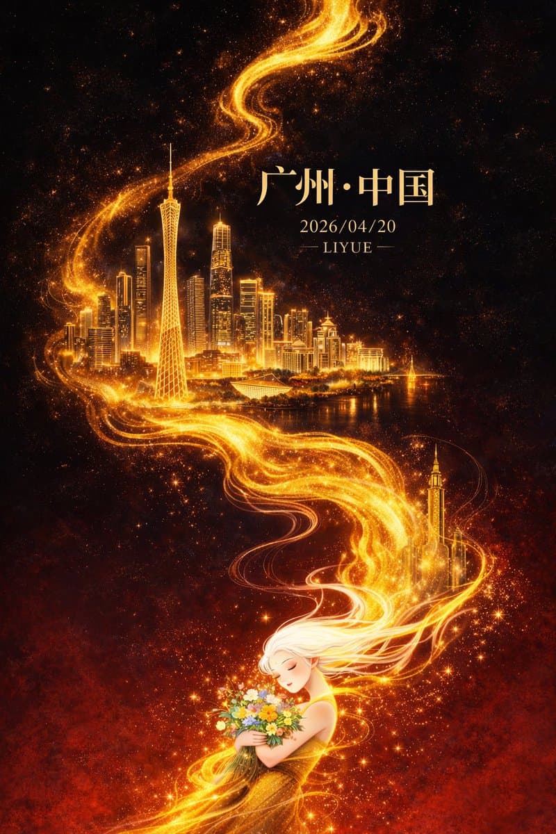 暗黑奇幻风广州城市海报
