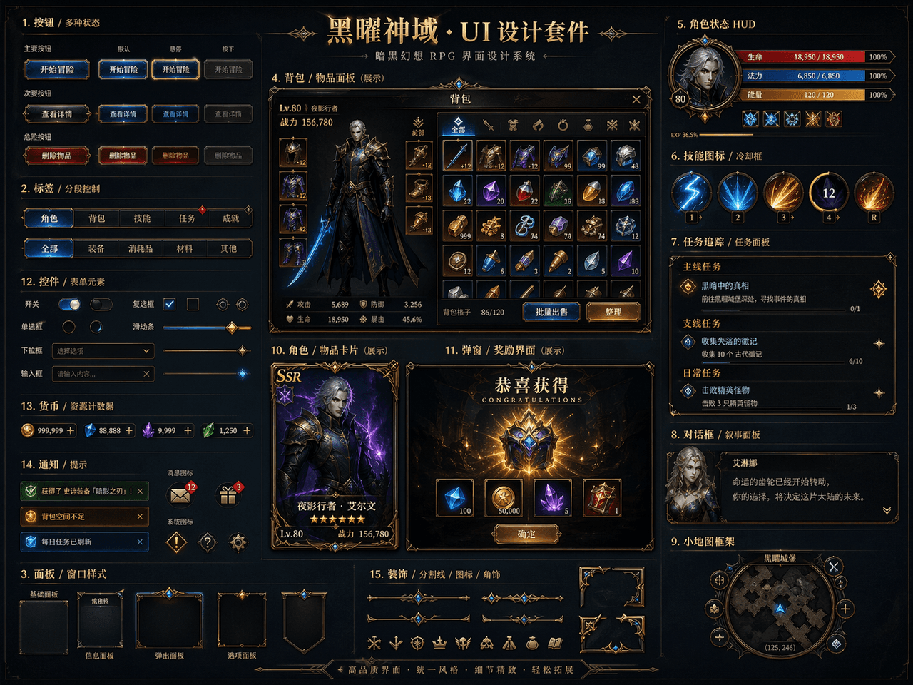 Cool game interface UI design kit