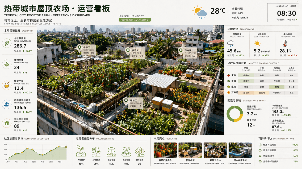 熱帶城市屋頂農場運營看板