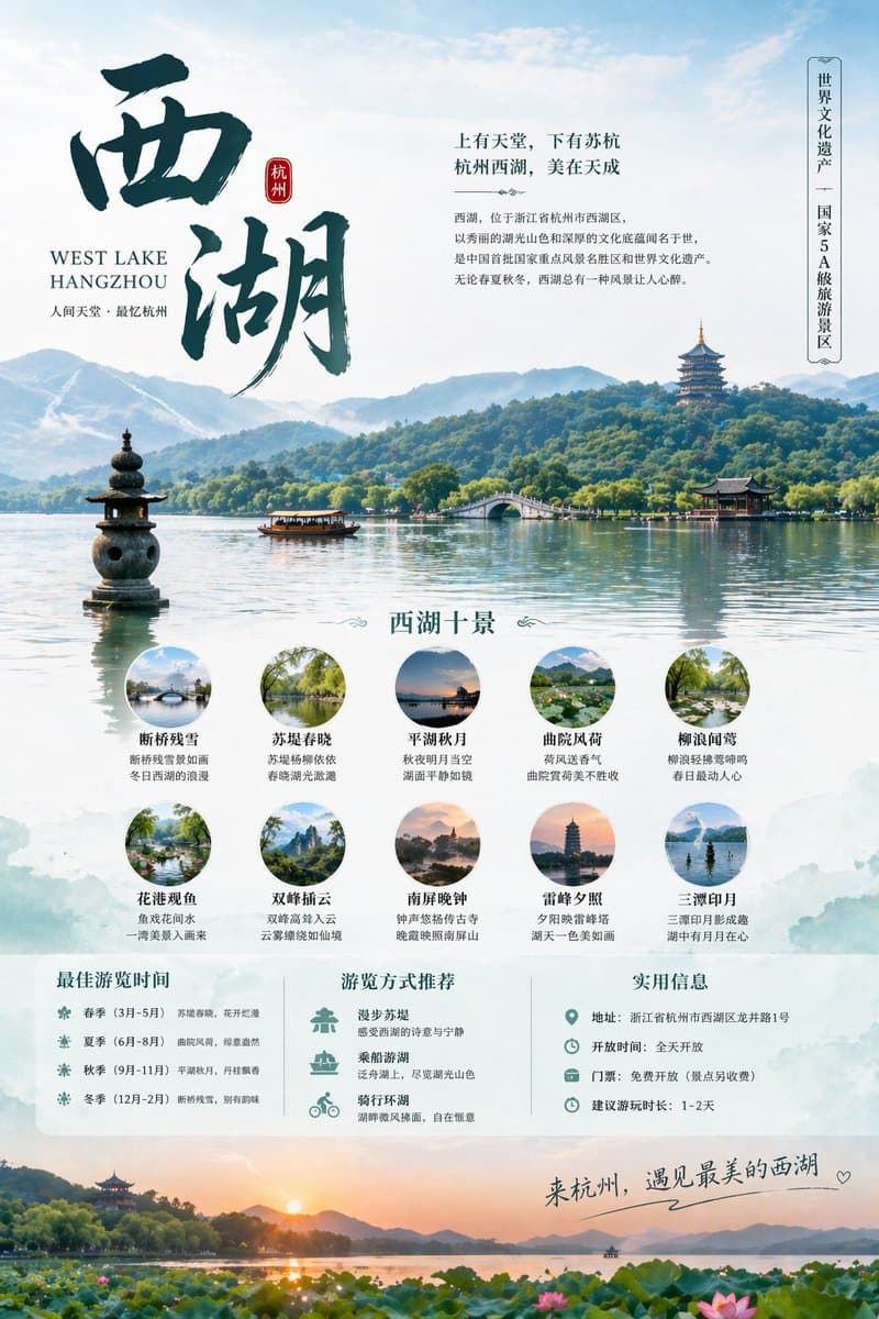 杭州西湖旅游海报