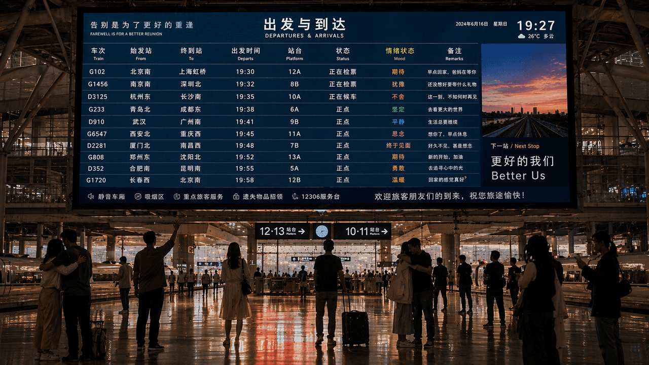 Emotional Train Station Departure Board
