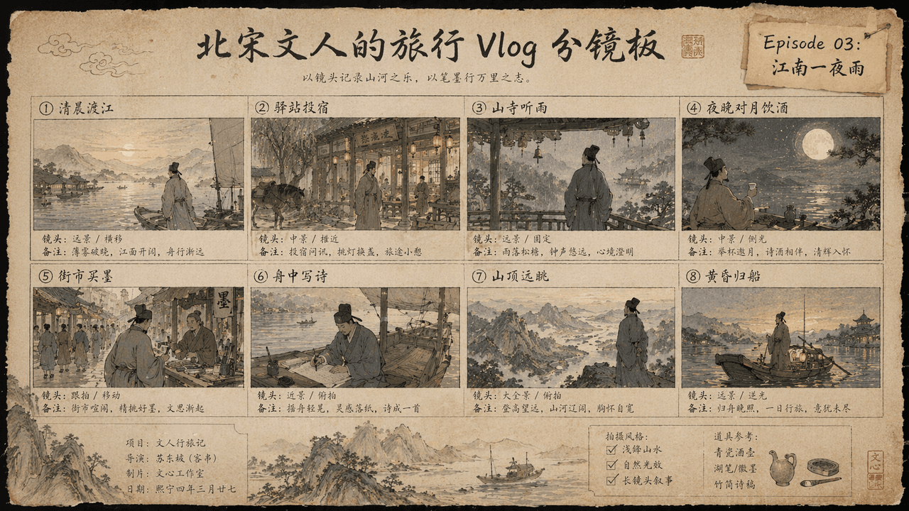 Song Dynasty Travel Storyboard