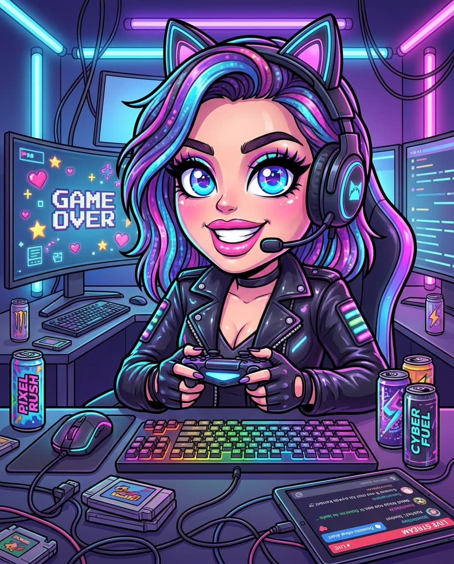 Gamer Girl Caricature