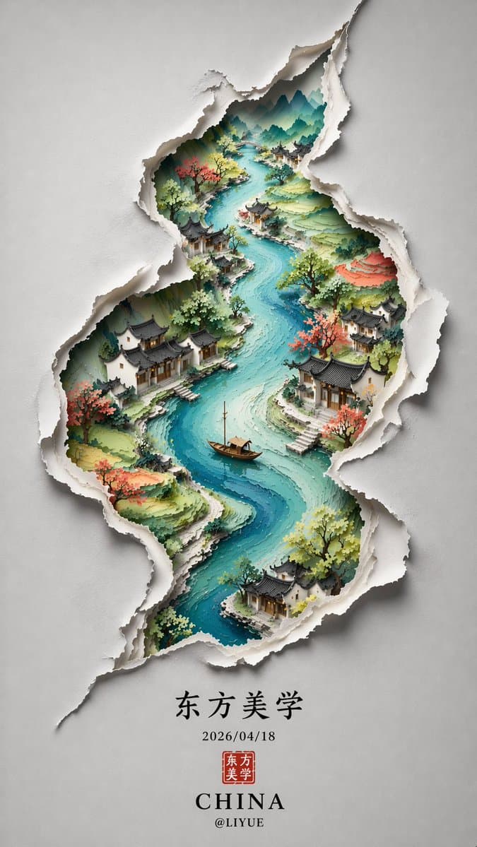 新中式极简S构图海报