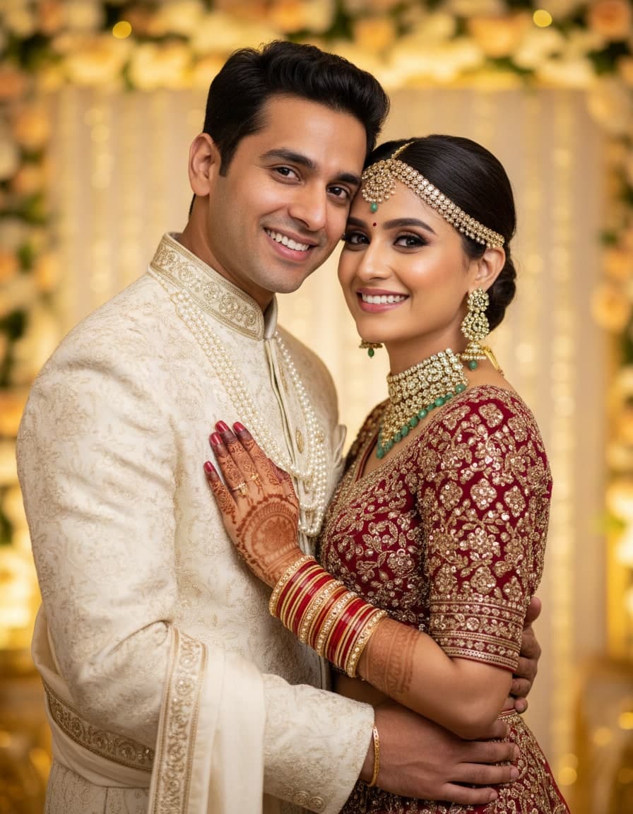 Red Lehenga Couple