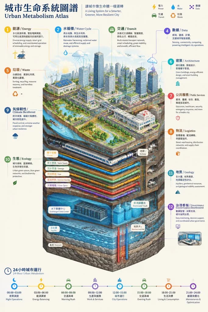 Smart City Metabolism Cutaway Infographic