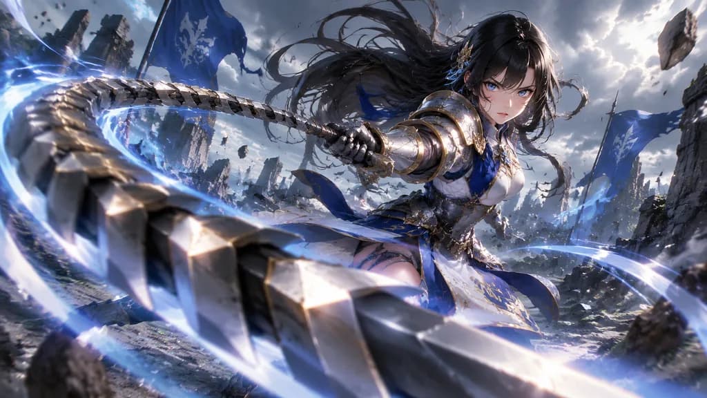 Anime Warrior with Whip Sword