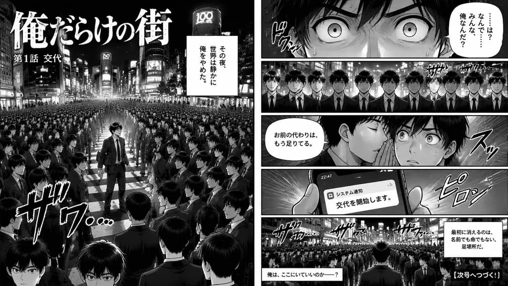 Psychological Thriller Manga Double Page Spread