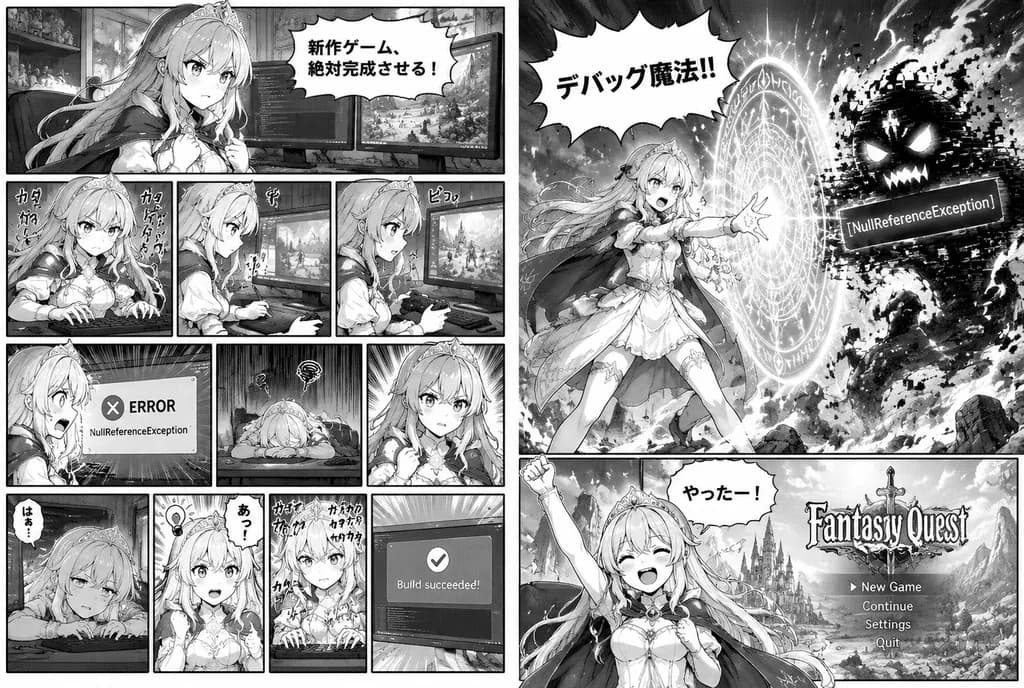 魔法師遊戲開發者雙頁漫畫