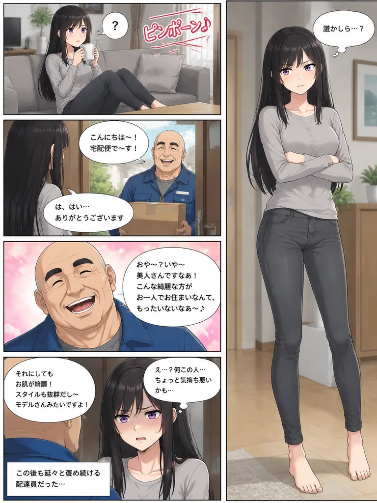 풀컬러 만화 택배 배달 장면 페이지