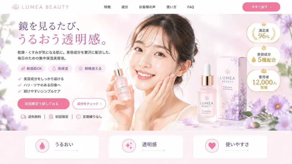 Beauty Cosmetics Landing Page Mockup