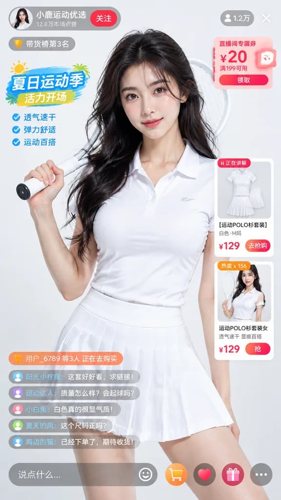 E-Commerce Livestream Shopping UI Mockup
