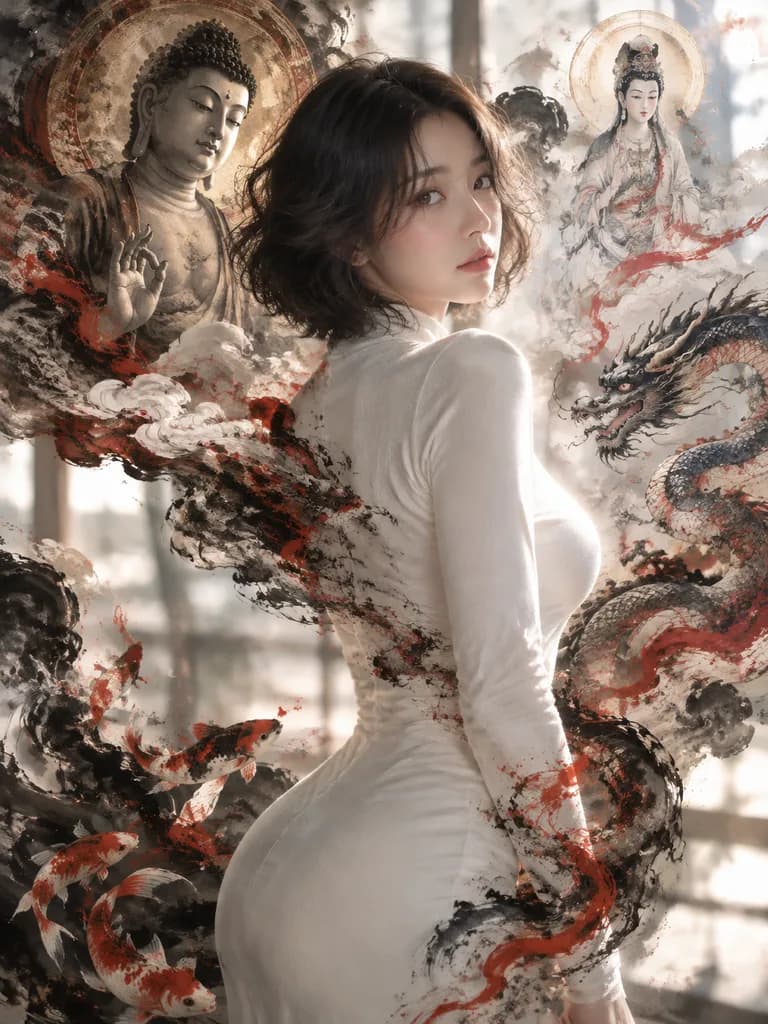 수묵화와 사실적 인물화의 융합