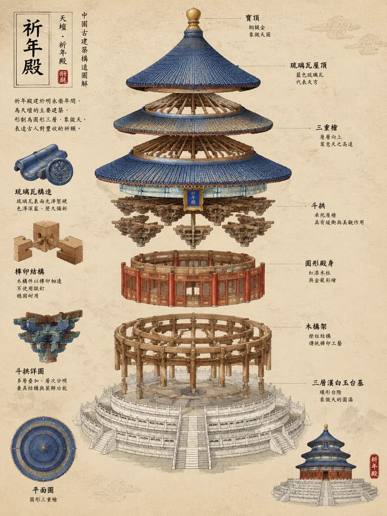 Temple of Heaven Exploded Architectural Diagram
