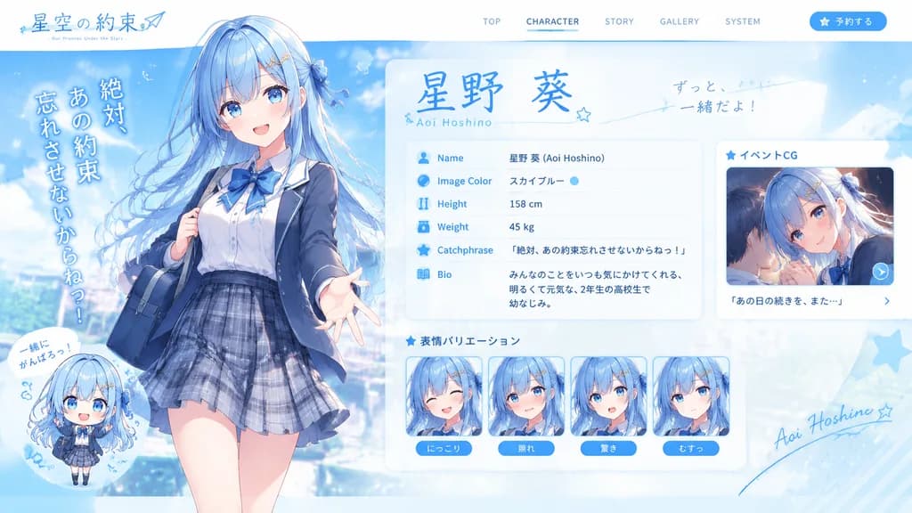 Visual Novel Character Introduction Page