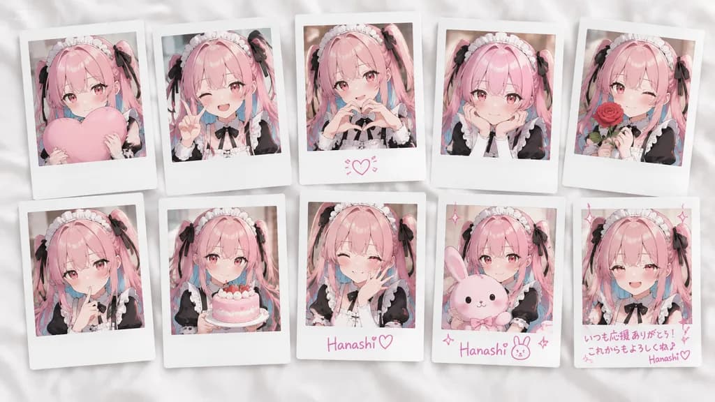 Anime Maid Instant Photo Collection Flat Lay