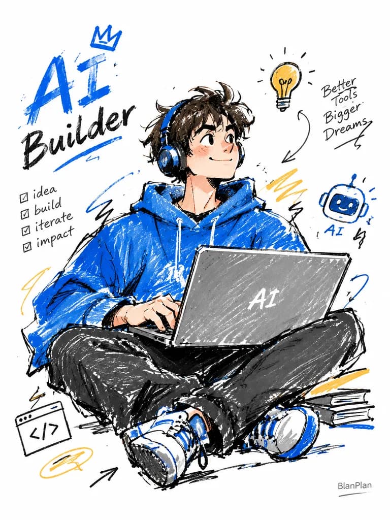 グラフィティスケッチ風AIビルダーイラスト