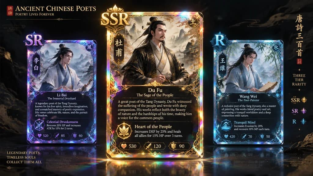Cartas TCG de Poetas da China Antiga