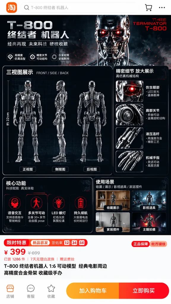 T-800 Robot E-Commerce Product Page