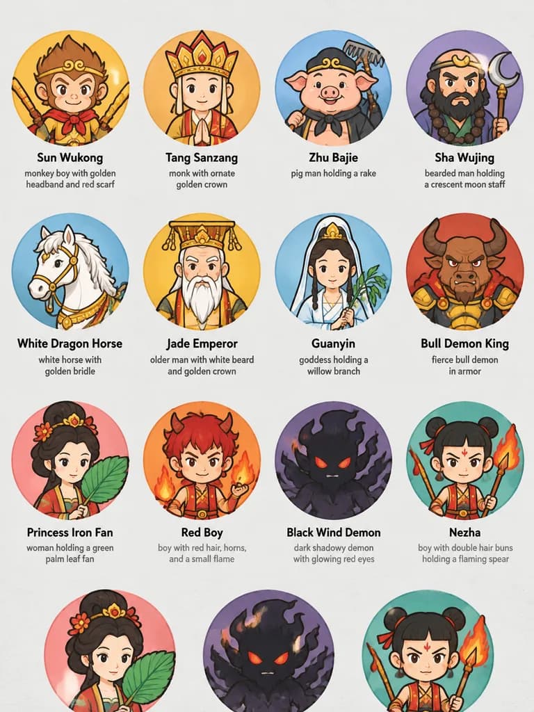 Journey to the West Character Avatar Grid