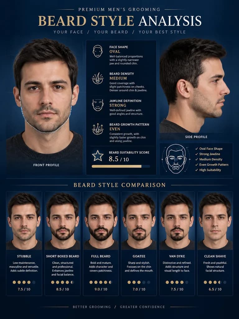 Beard Style Analysis Grooming Poster