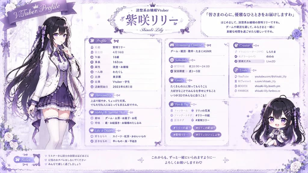 VTuber Debut Profile Sheet Layout