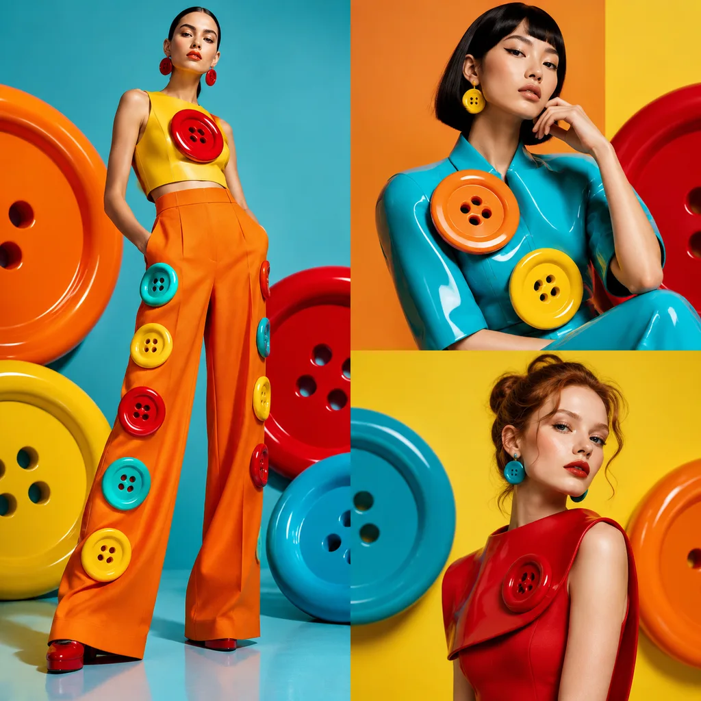 Colorful Oversized Button Fashion Editorial