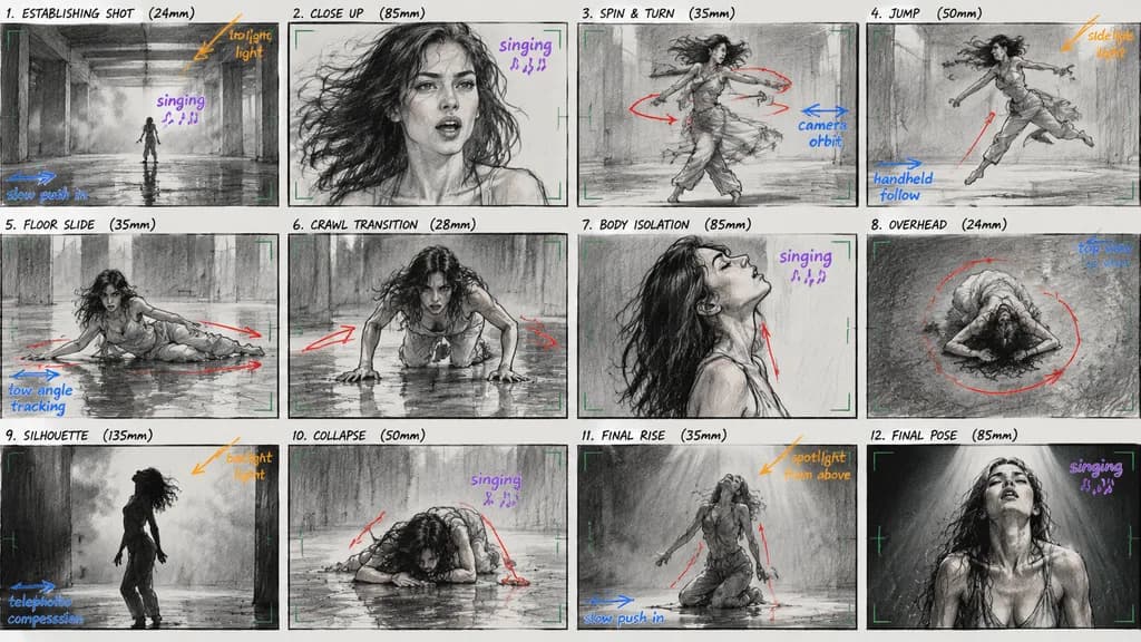Contemporary Dance Performance Storyboard Sheet