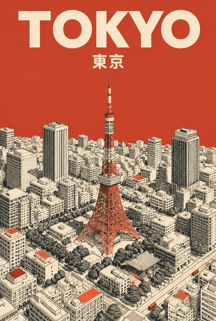 中世紀等軸測城市旅行海報