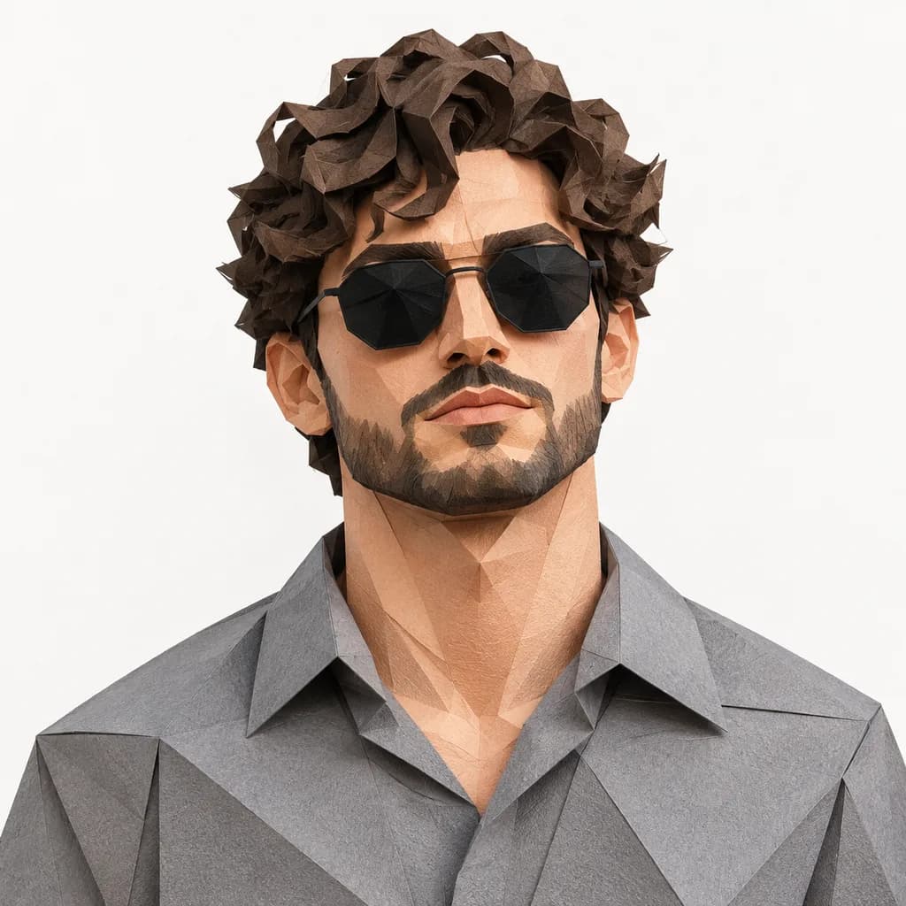 ローポリ ペーパークラフト男性肖像