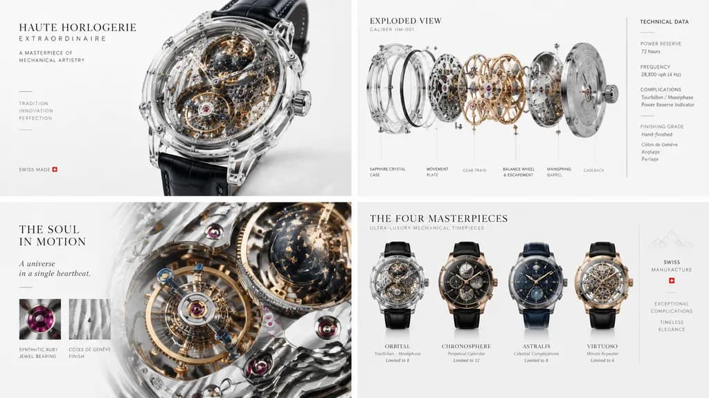 Haute Horlogerie Technical Watch Infographic Grid