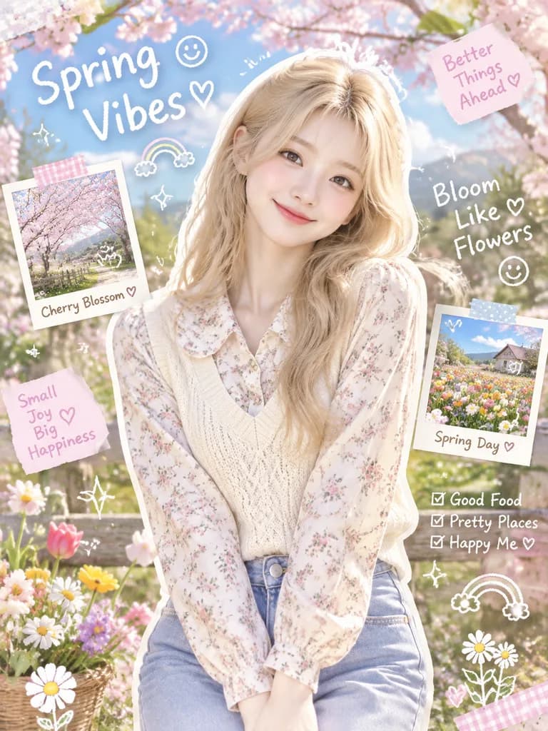 韓国風スプリング・スクラップブックポスター