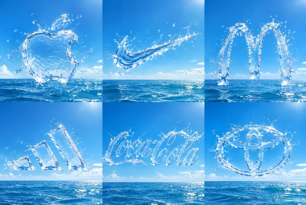 Сетка Логотипов из Водной Скульптуры