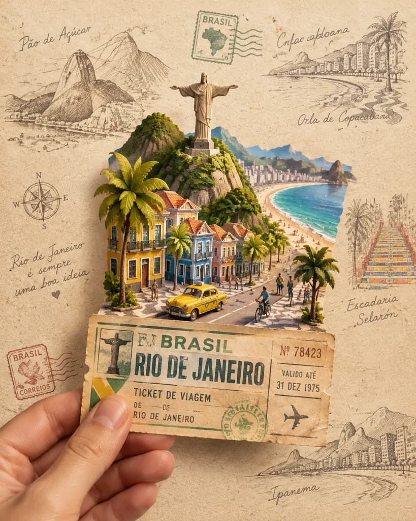 Papierowa makieta z biletem do Rio