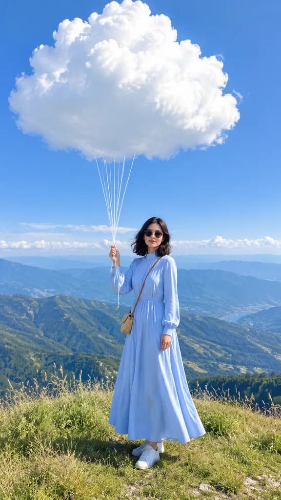 Cloud Balloon Mountain Ridge Portrait