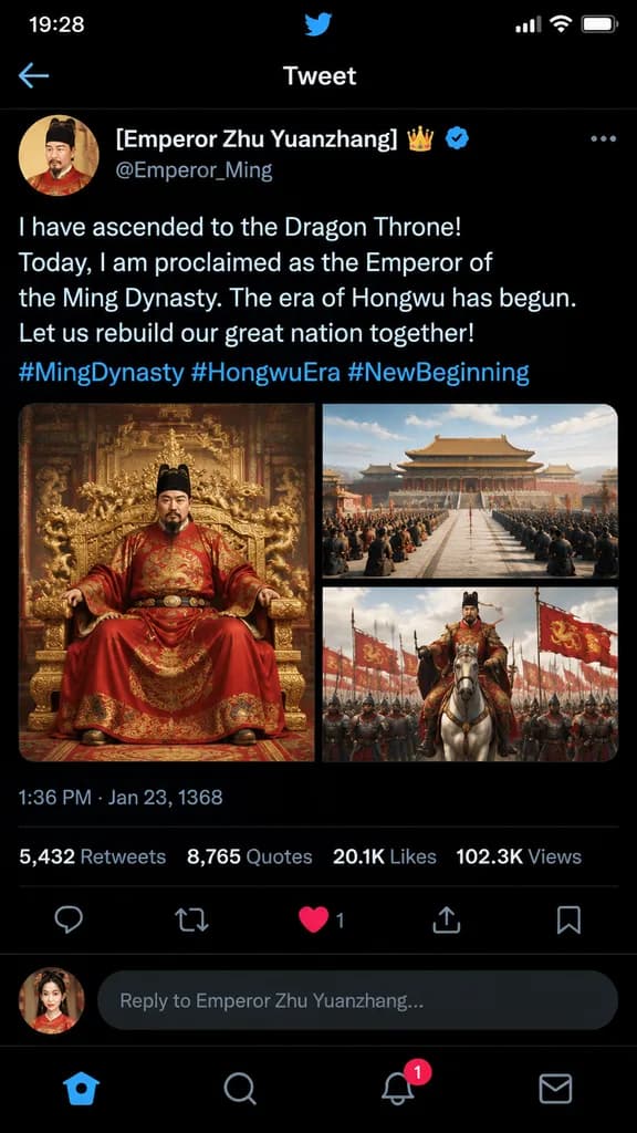 Historical Emperor Social Media Post UI