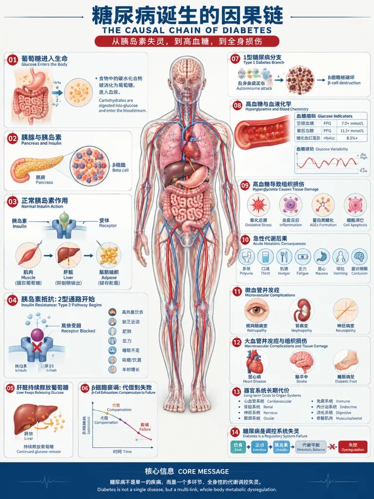 Diabetes Pathophysiology Medical Infographic Poster