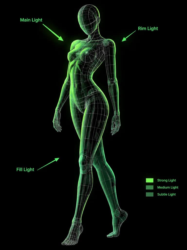 Pose and Light Analysis Wireframe Sheet
