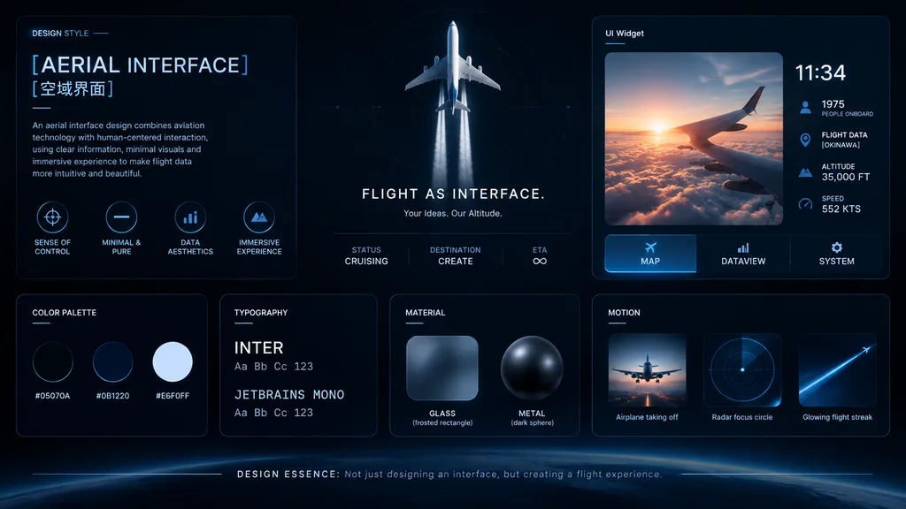 Aviation Dark UI Design System Board