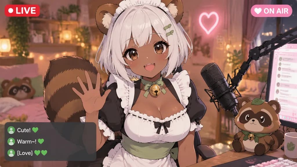Anime-VTuber-Livestream mit Bildschirm-Overlay