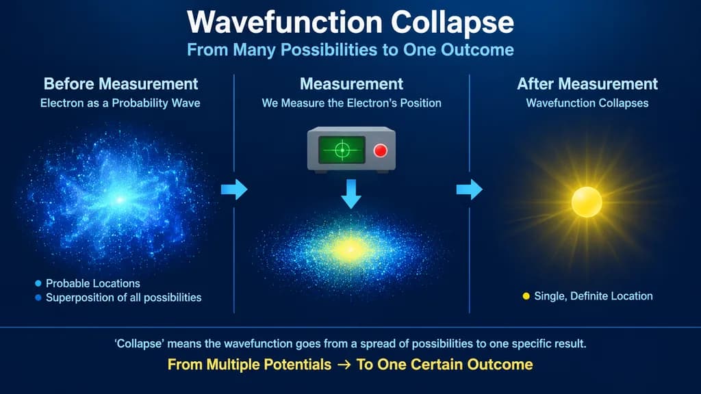 量子波動関数の収縮 科学インフォグラフィック