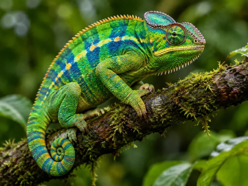 Vibrant Chameleon Macro Wildlife Photography