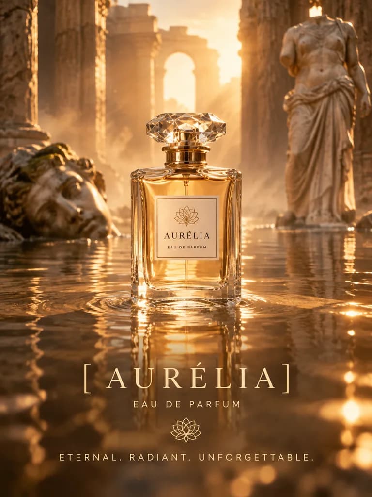 Luxury Perfume Ad in Flooded Ruins
