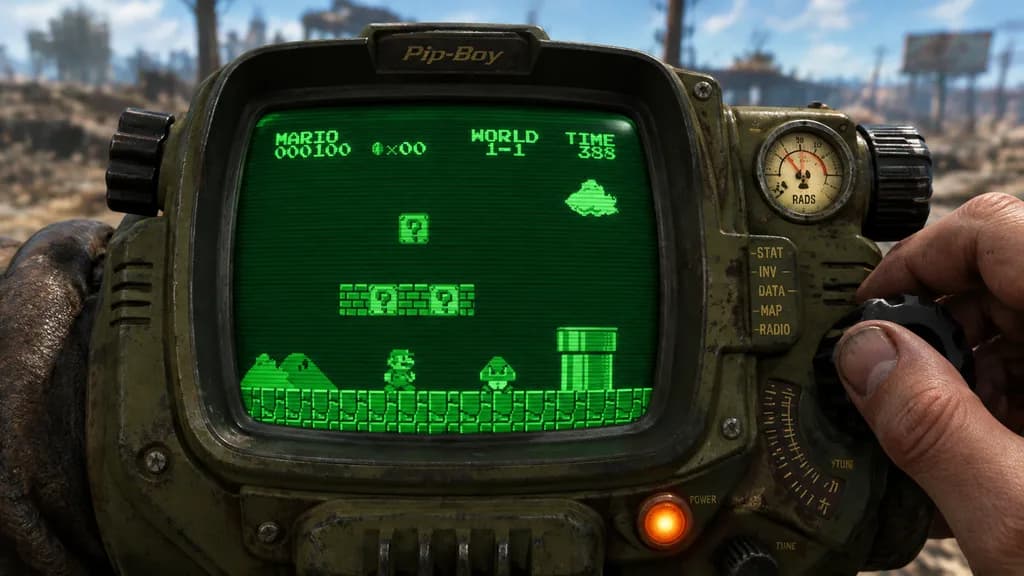 Retro Wrist Computer Playing Classic Game