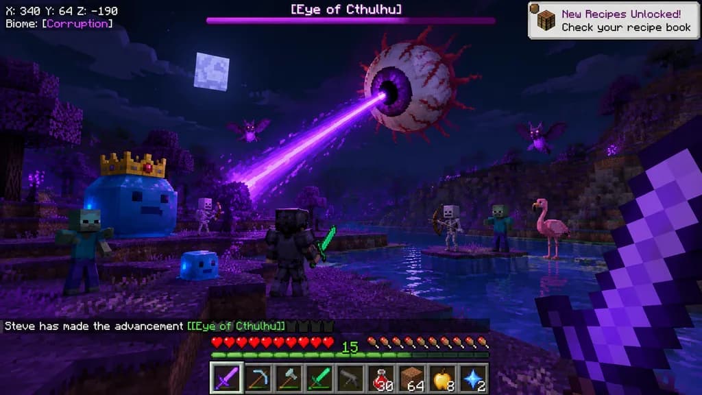 Voxel Survival Game Boss Battle HUD