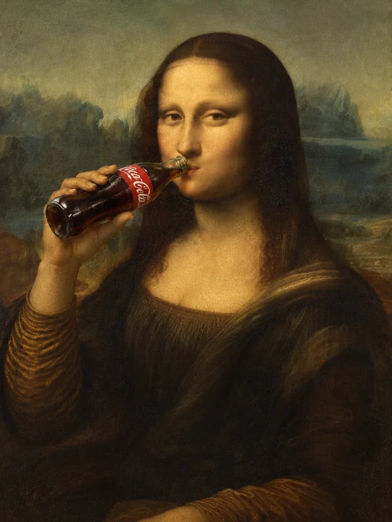 Mona Lisa Drinking Soda Oil Painting