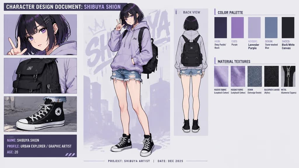 アニメキャラクター設定資料シート